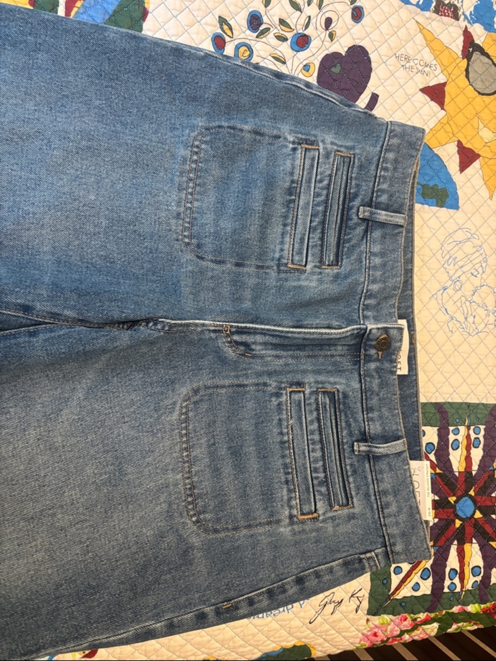 LOFT Relaxed Straight Mid-Rise Denim Jeans in Light Blue